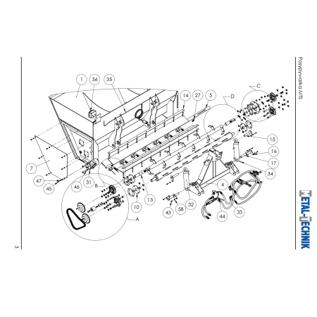 Guma zbrojona 6x130x1600 mm do posypywarki 1800 mm